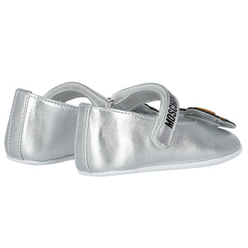 Baby Girls Silver Teddy Bear Pre Walker Shoes